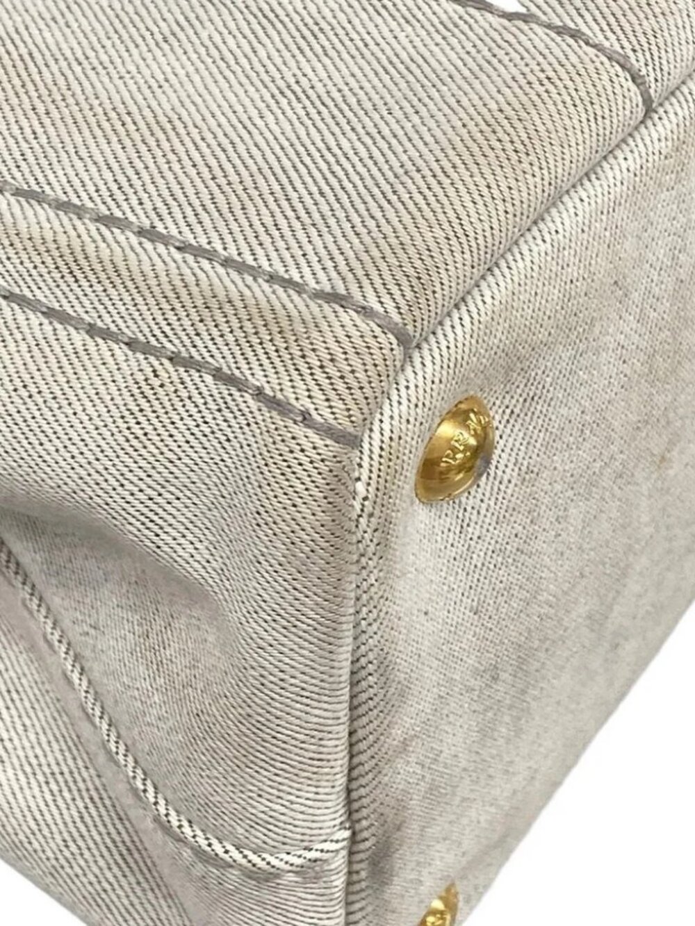 PRADA CANAPA Cream Canvas Tote Bag - Picture 6 of 14